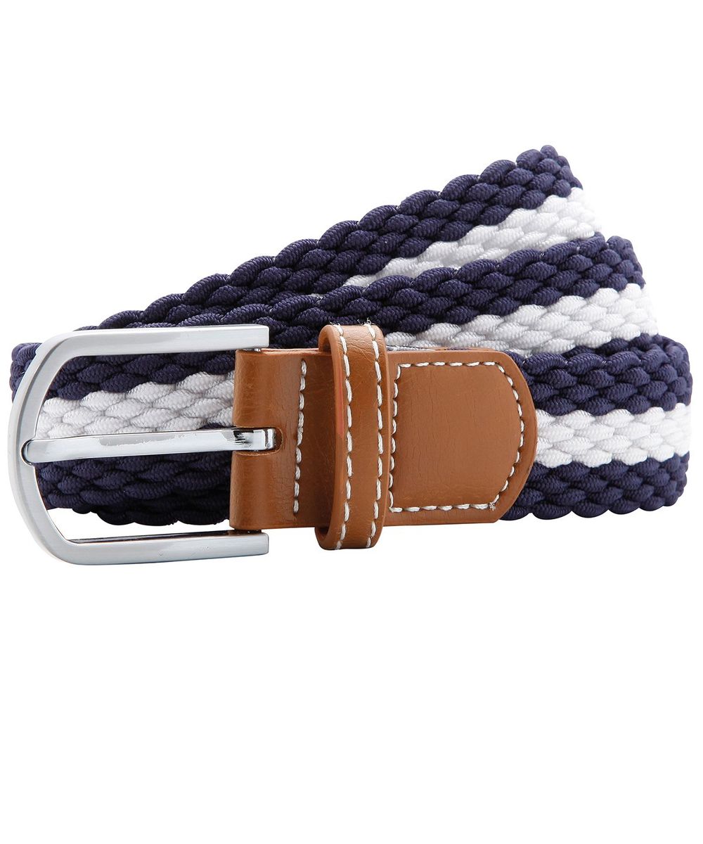 Two-colour stripe braid stretch belt - Asquith & Fox