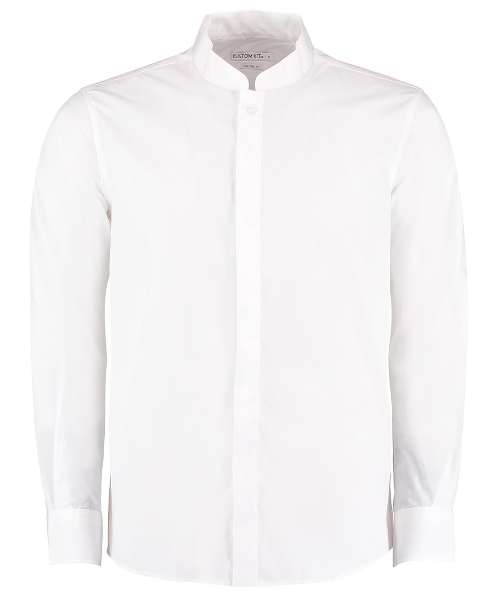Mandarin collar shirt long-sleeved (tailored fit) - Kustom Kit
