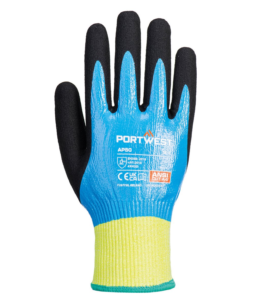 Cut D13 Nitrile aqua gloves (AP50) - Portwest