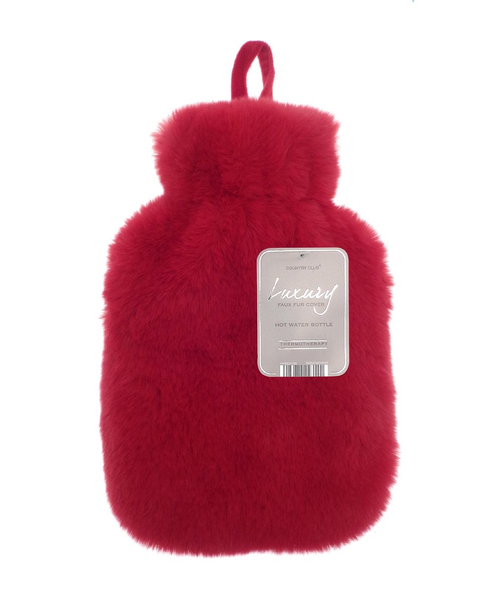 Super luxury faux fur hot water bottle and cover - Ribbon