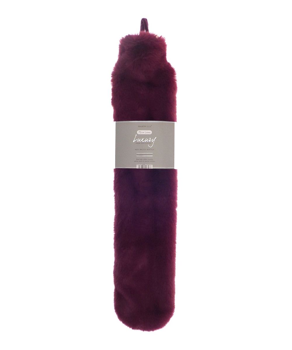 Super luxury faux fur long hot water bottle and cover - Ribbon