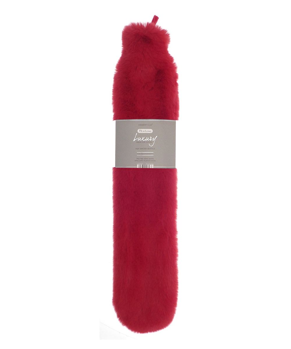Super luxury faux fur long hot water bottle and cover - Ribbon